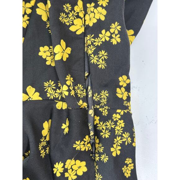Who What Wear Black Yellow Floral Blouse Peplum Waist Whimsygoth Party Office S - Picture 4 of 7